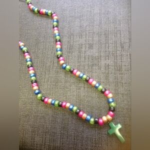 New Life Beaded Jade Cross Necklace